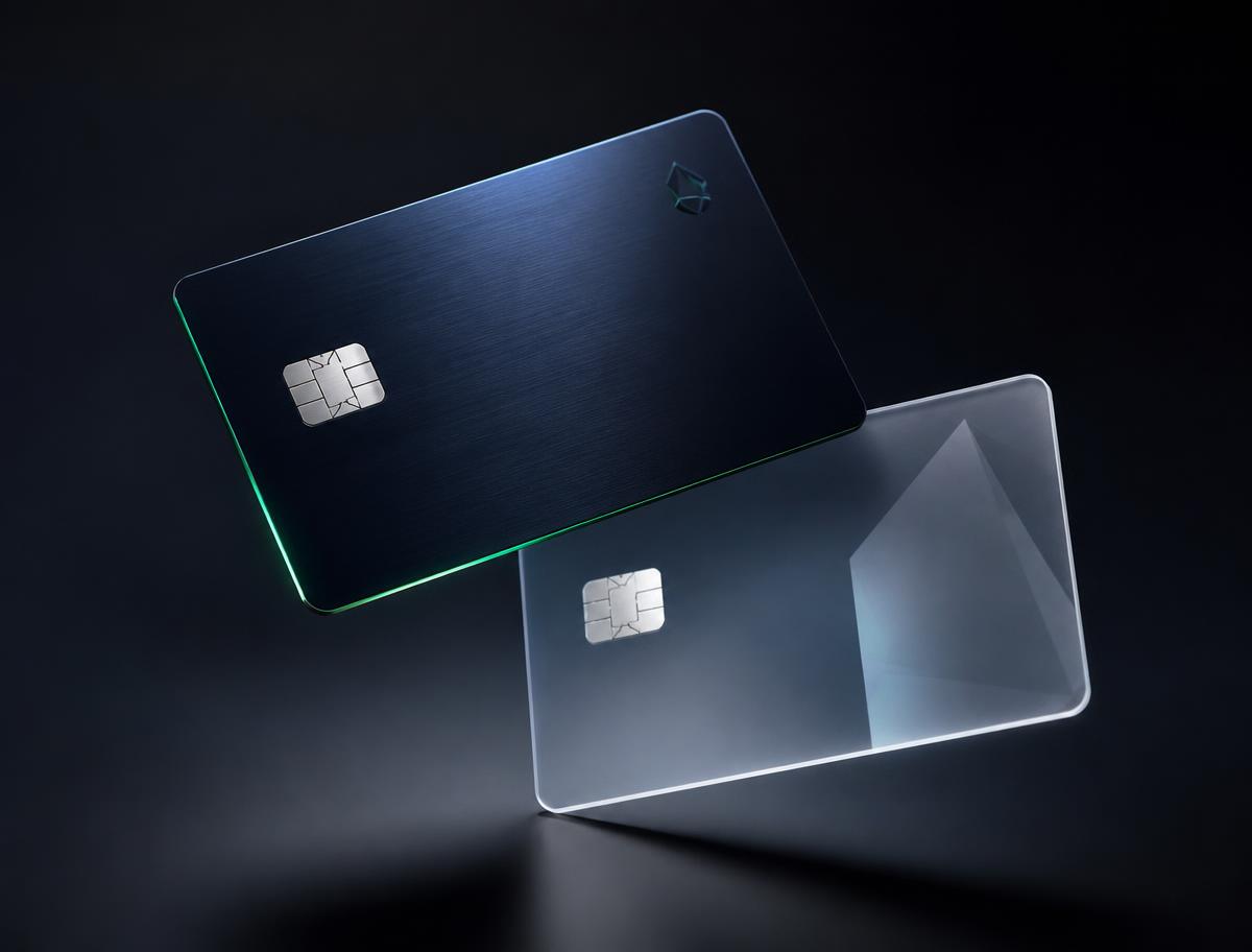 Two premium TotalRemit payment cards floating against a dark background